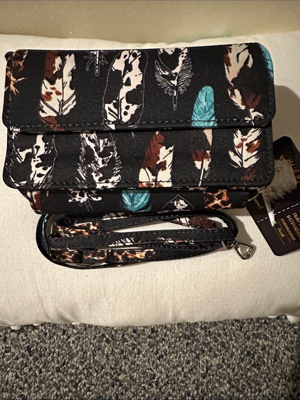 Women's Black Zip-Around Wallet with Card Organizer